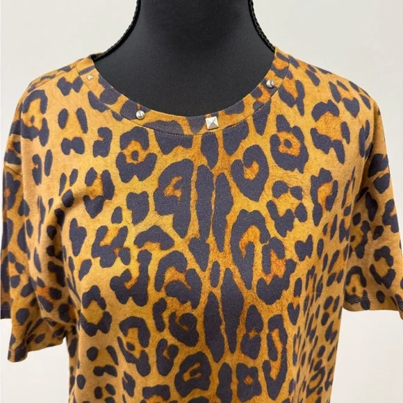 Saint Laurent Brown Leopard Print Boxy T-Shirt - Picture 2 of 5